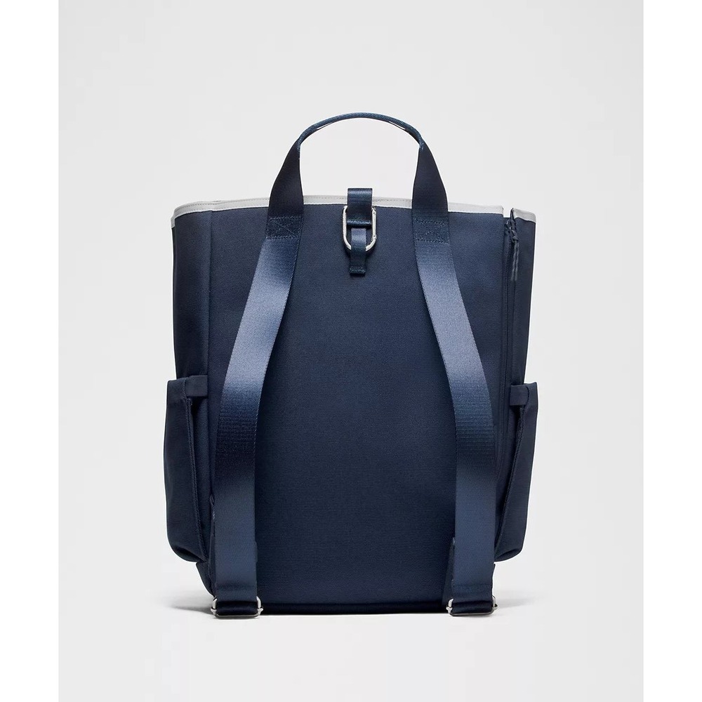 Lululemon Racket Bag Backpack Tote Blue White Cotton Canvas Convertible 19L NEW - Picture 10 of 16